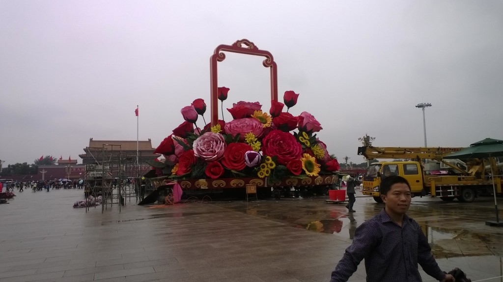 Some odd huge flowers sitting near Tienanmen square. No doubt in prep for upcoming celebration of National Day.
